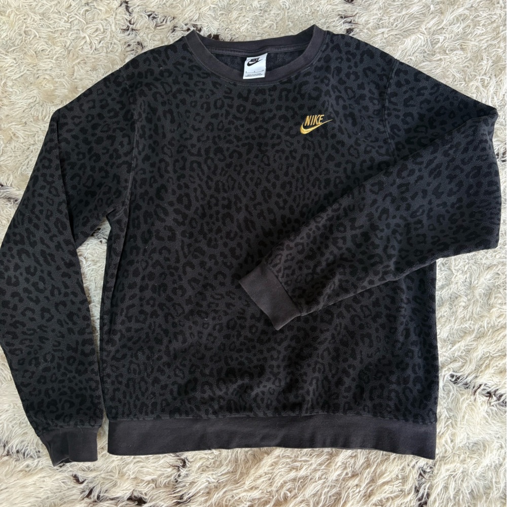 Gray Black Leopard Print Nike Sweatshirt